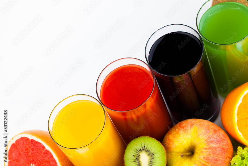 Fresh juices isolated on white Fresh juices isolated on white