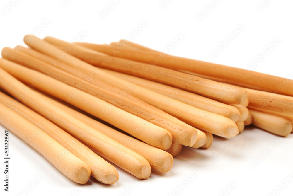 Breadsticks on white background