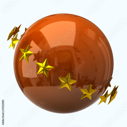 Orange sphere with stars