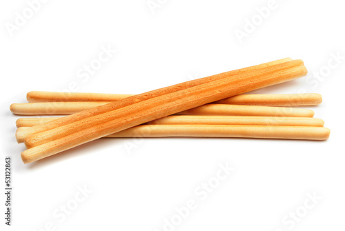 Breadsticks on white background