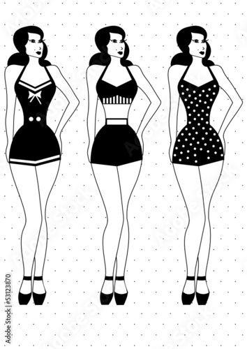 girl in swimsuit retro style