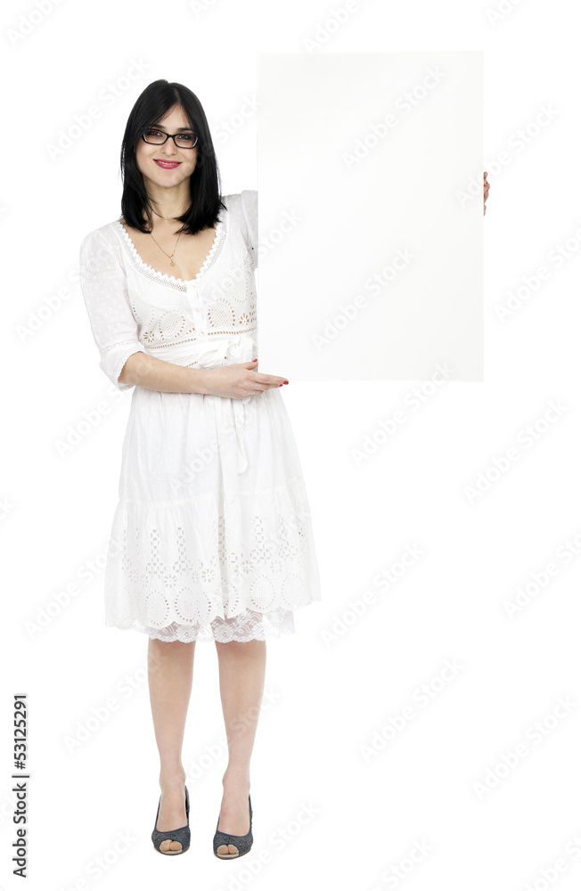 Summer Dress Woman Holding Sign Summer Dress Woman Holding Sign