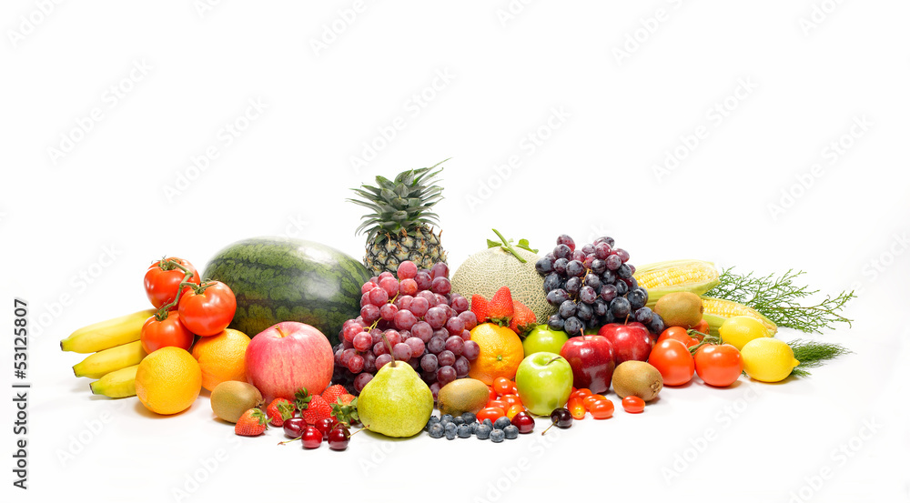 fruits and vegetables isolated on a white fruits and vegetables isolated on a white