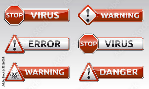 Virus warnig icon symbol, sign collection