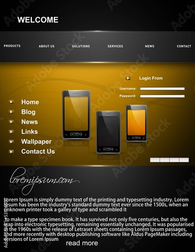 Mobile phone website template bright colorful vector illustratio