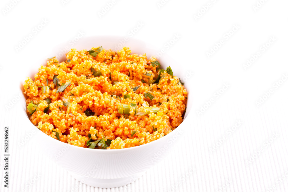Kisir, Bulgur salad with tomato paste, parsley and onion Kisir, Bulgur salad with tomato paste, parsley and onion