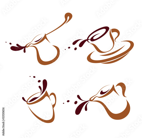 vector set of coffee cups icons