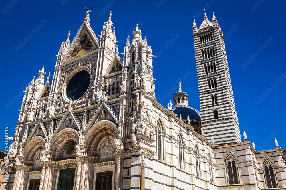 Siena Cathedral on a blue sky background