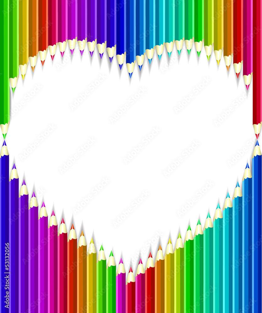 Obraz premium Colored pencils heart shape
