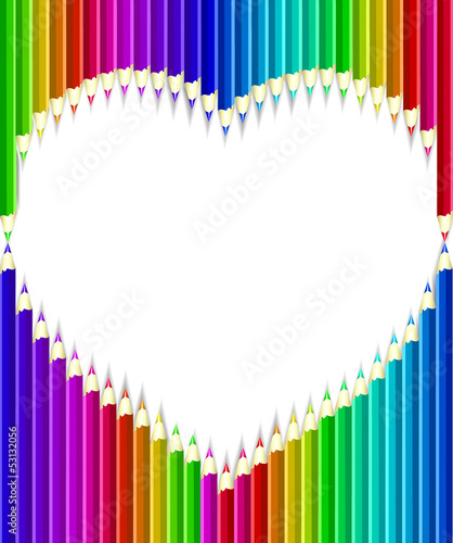 Colored pencils heart shape
