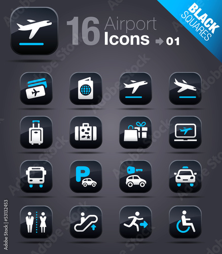 Black Squares - Airport and Travel icons