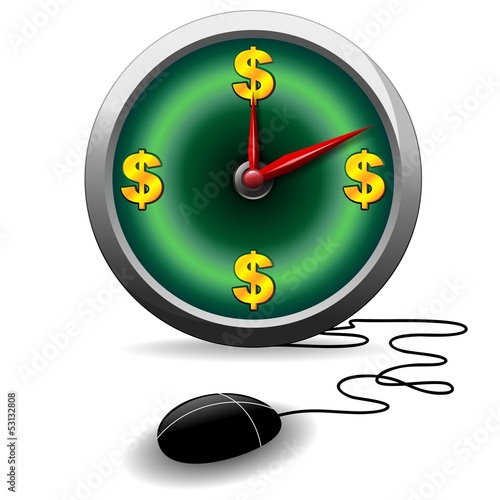 Dollar Symbol Clock Commerce online-Dollaro e Commercio Internet
