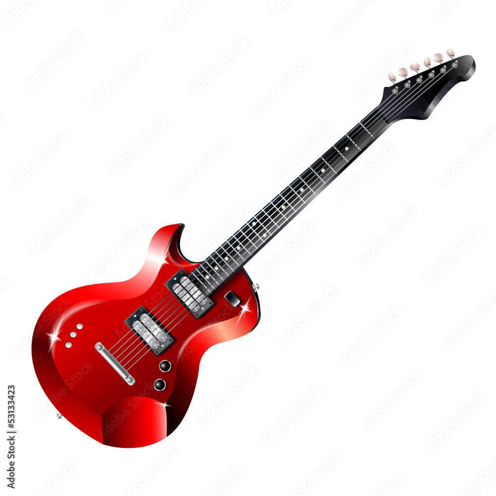 Fototapeta premium Electric guitar, isolated on white background