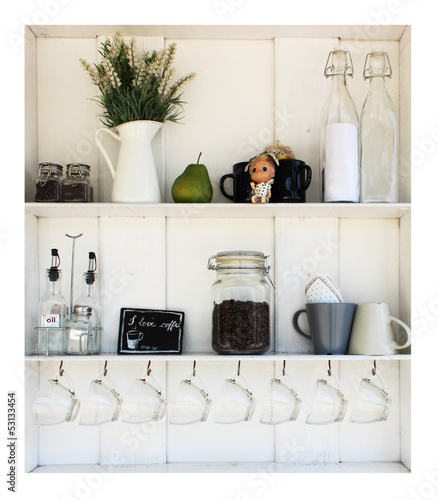 Coffee white shelves