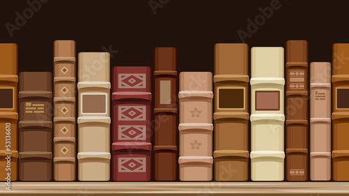 Horizontal seamless background with old books. Vector.