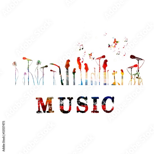 Colorful music instruments background