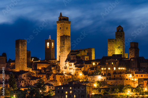 Fototapeta Noc San Gimignano, Toskania