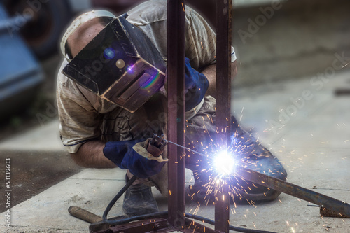Bilde på lerret Man Arc welding