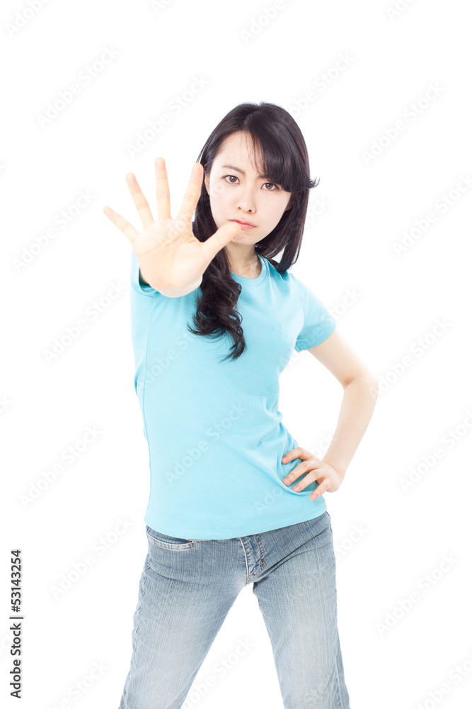 制止する女性 制止する女性