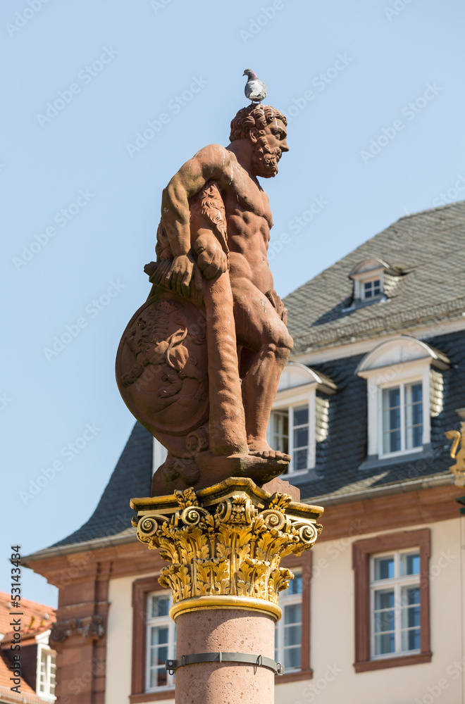 Obraz premium Statue of Hercules in market square Heidelberg Germany
