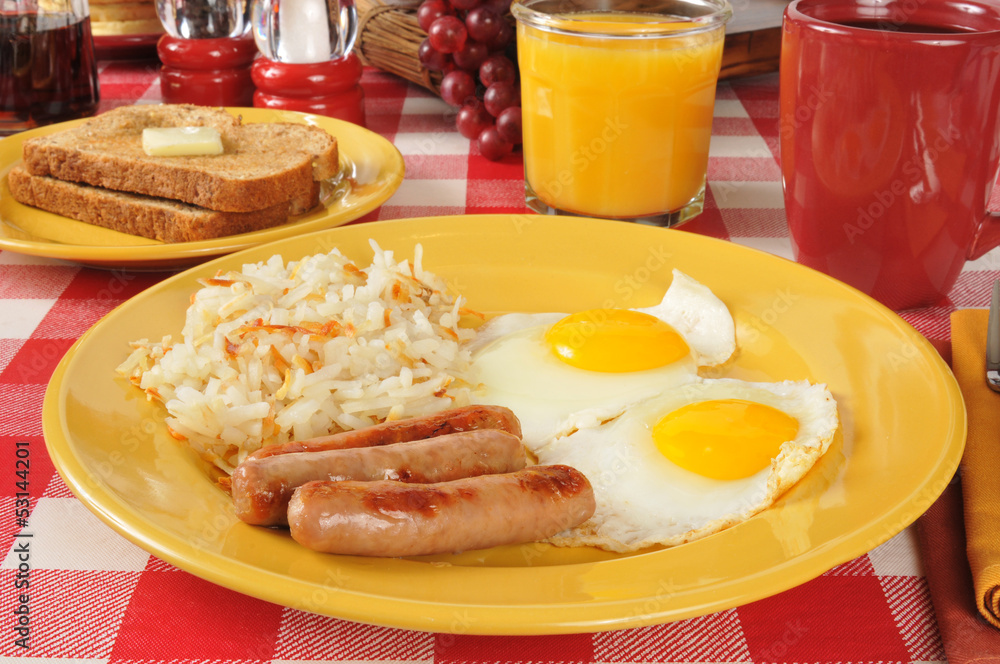 Fototapeta premium Sausage and eggs