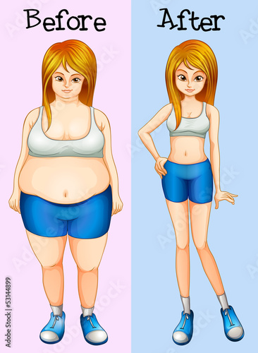 A transformation from a fat into a slim lady