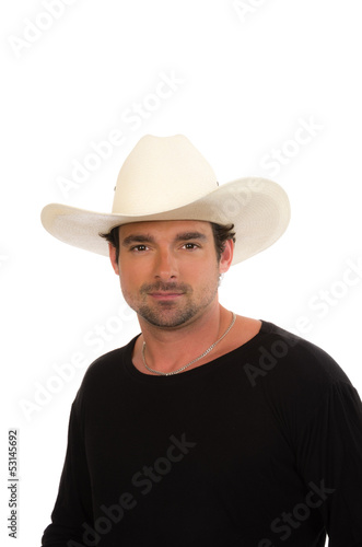 Cowboy in a white hat and black shirt © zigzagmtart