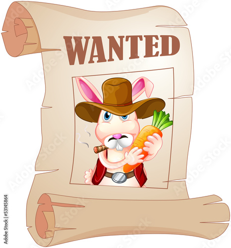 A poster of a wanted bunny