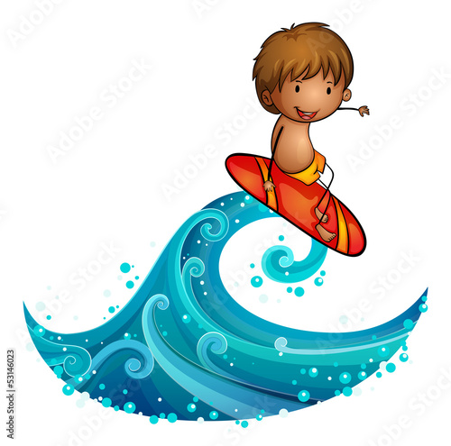 A little man surfing