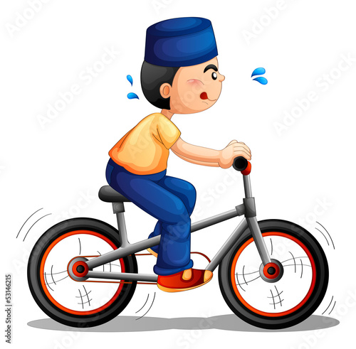 A boy biking