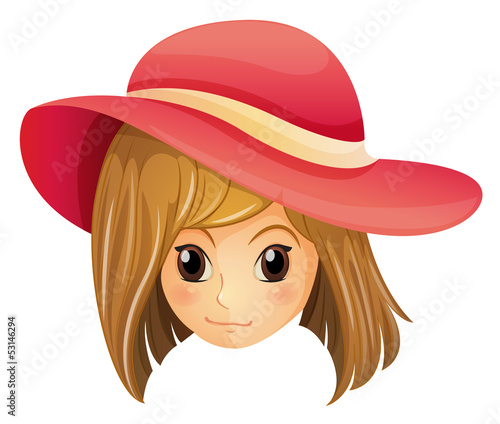 A girl wearing a red hat