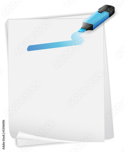 An empty paper with a blue marker