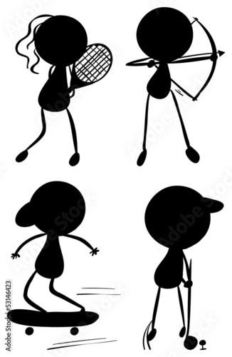 Silhouettes of people playing sports