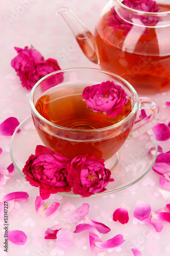 Rose tea close up