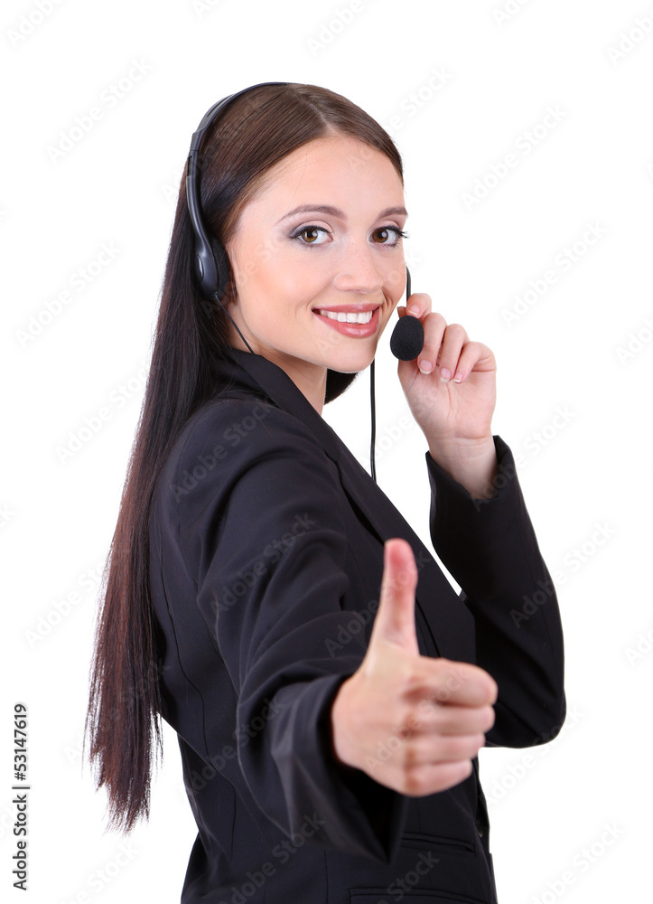 Call center operator, isolated on white Call center operator, isolated on white