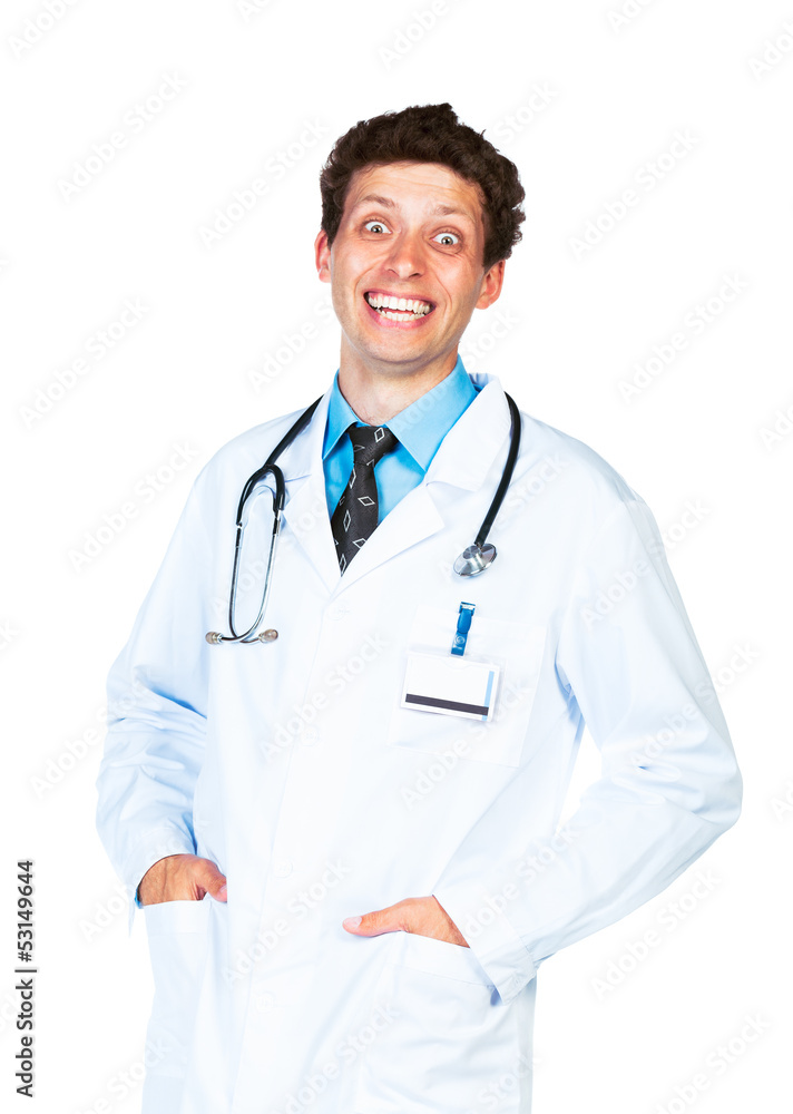 Portrait of the smiling doctor on a white Portrait of the smiling doctor on a white