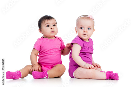 Funny babies girls sitting ...