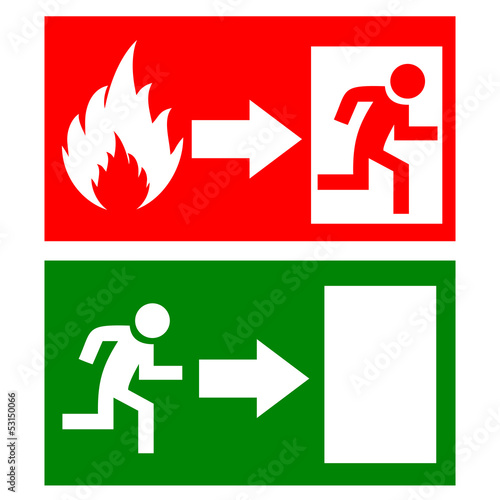 Vector fire exit signs