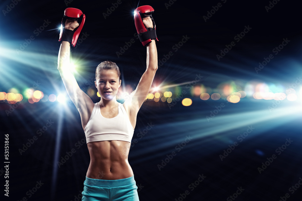 Young boxer woman