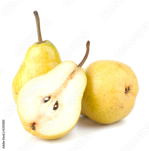 fresh pears half isolated on white background