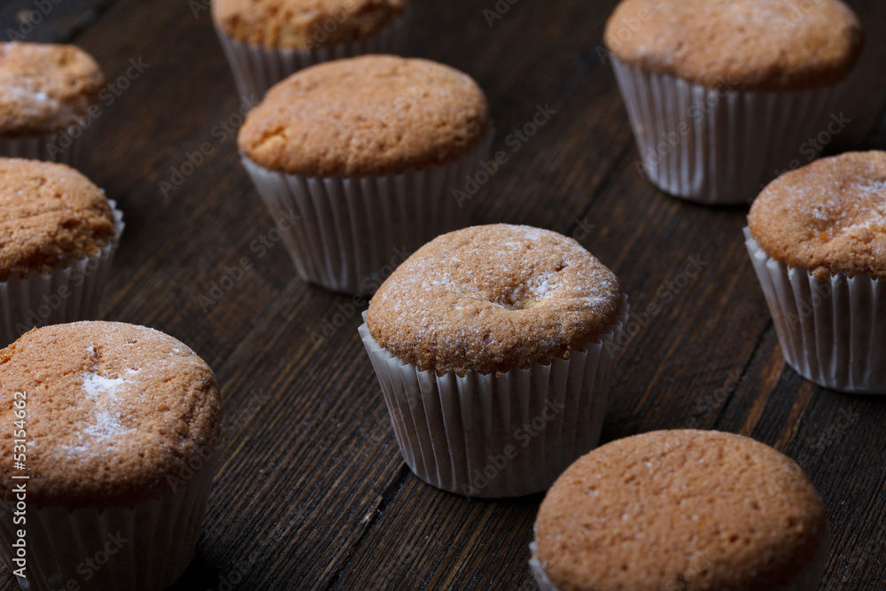 Cupcakes on wooden table still life Cupcakes on wooden table still life