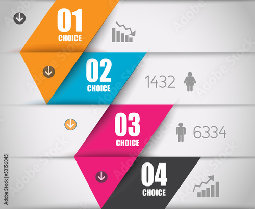 Infographic design template with paper tags. I