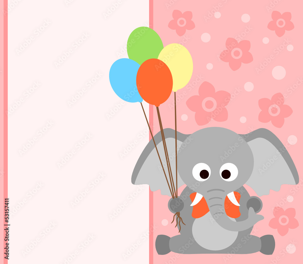 Background card with funny elephant Background card with funny elephant