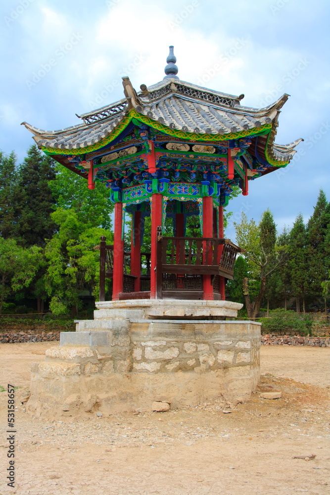 Pavilion in  Black Dragon Pool Park. Lijiang. Yunnan. China.