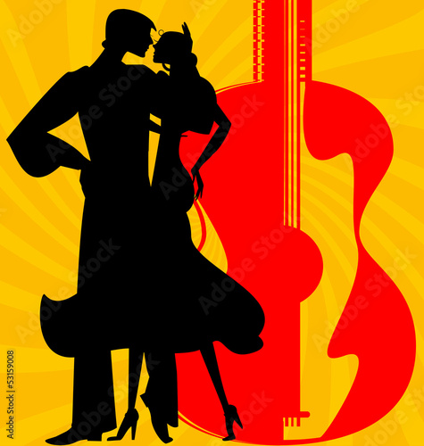 silhouette of  flamenco dancers