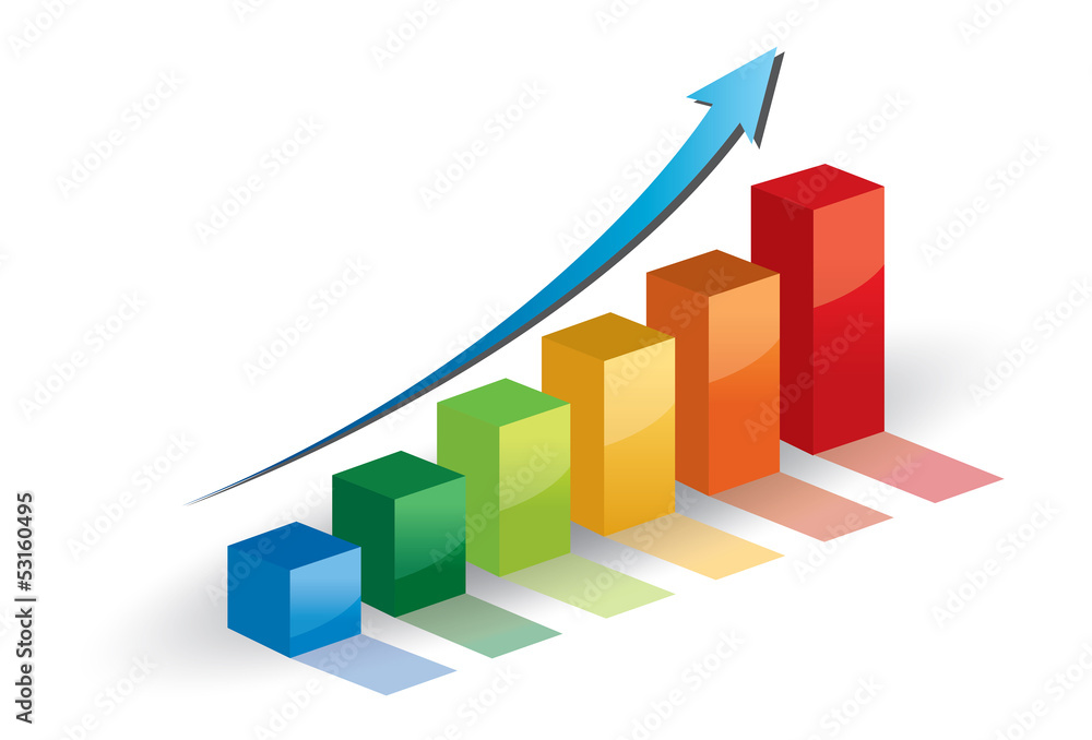 Business graph growth progress and blue arrow Business graph growth progress and blue arrow