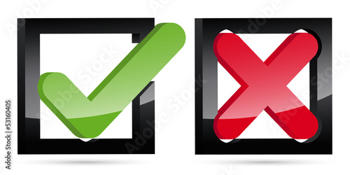 3D Keuz Haken Icons im Quadrat, Kästchen