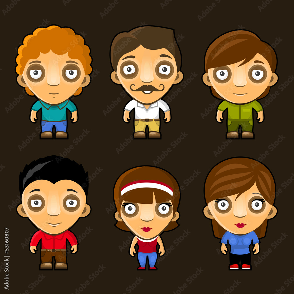Set of funny people. Cartoon vector characters. Set of funny people. Cartoon vector characters.