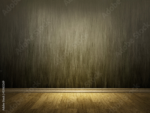 Cement wall and wooden floor