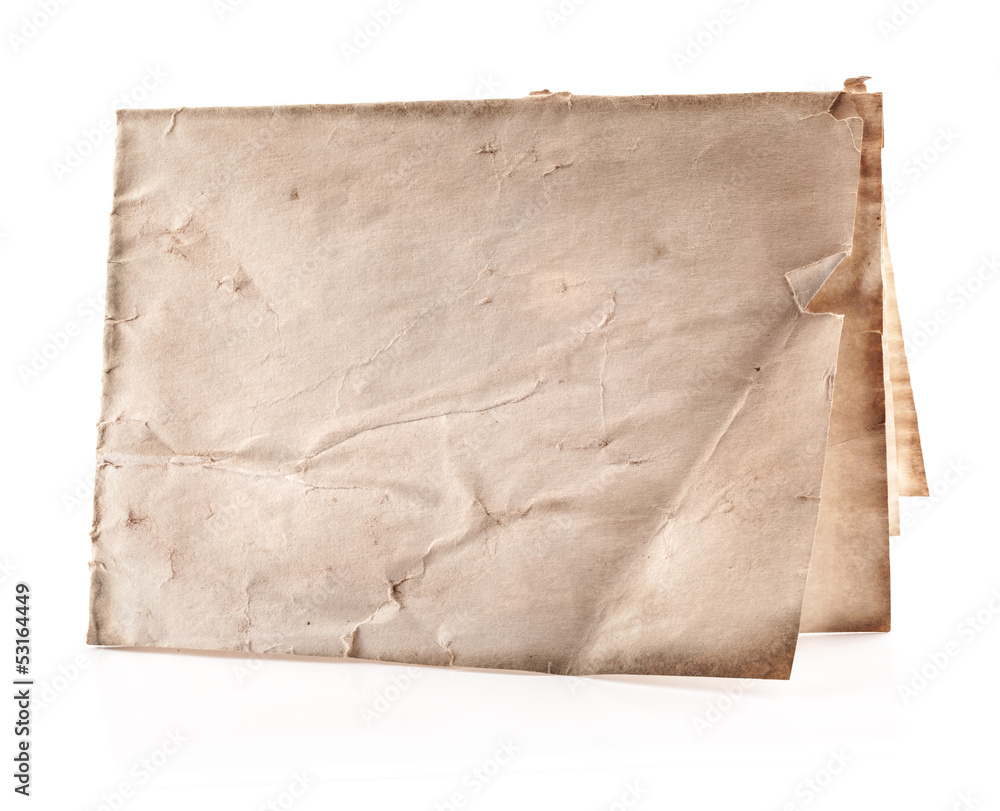 Old paper texture background isolated on white background